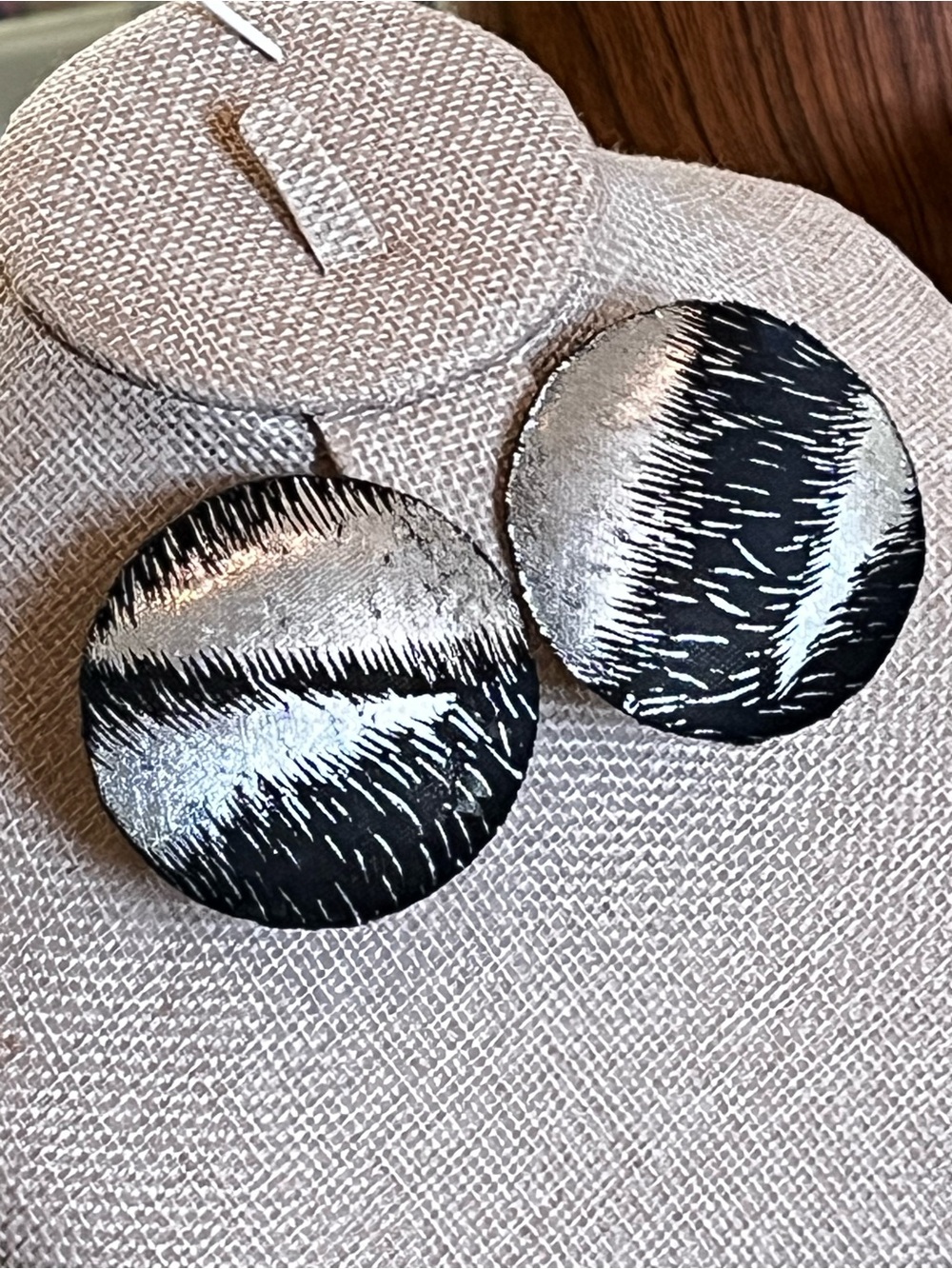 Rad 80s New Wave Bold Black & Silver Round Statement Earrings